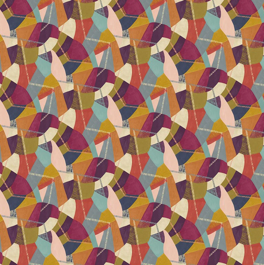 Ohpopsi Abstract Geo Wallpaper Grape & Olive Sample