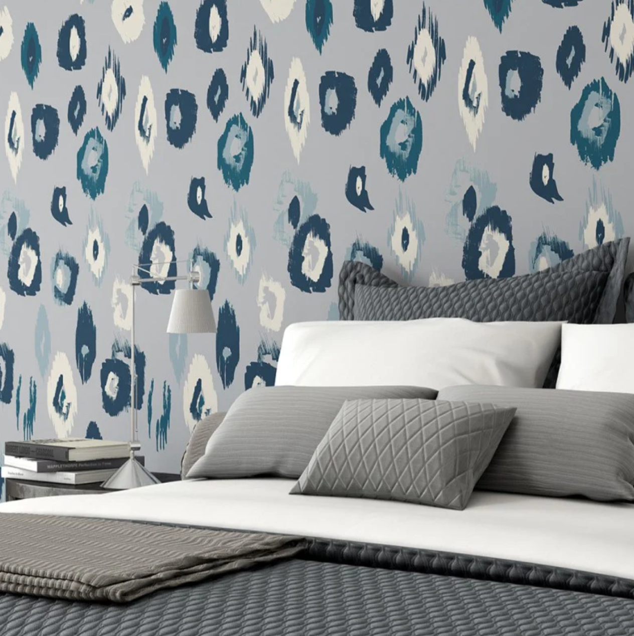 Ohpopsi Animal Ikat Wallpaper Serpentine & Ink Sample