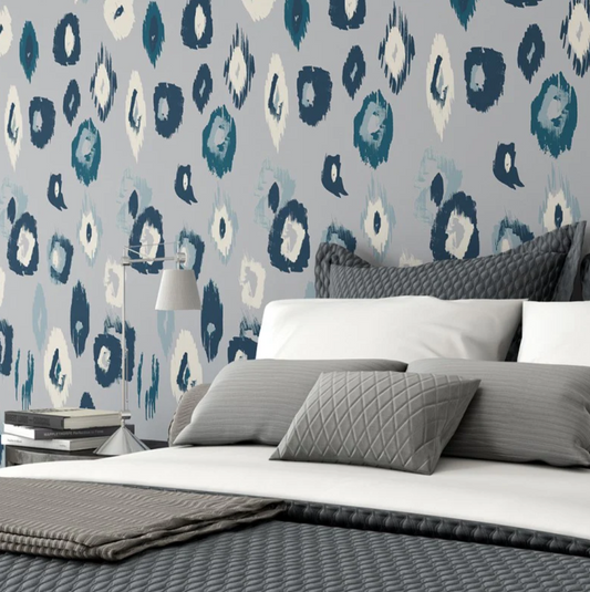 Ohpopsi Animal Ikat Wallpaper Serpentine & Ink Sample