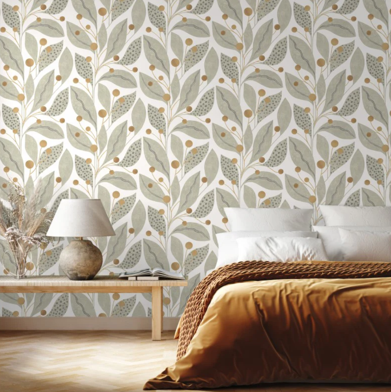 Ohpopsi Berry Dot Wallpaper Bone & Tan Sample