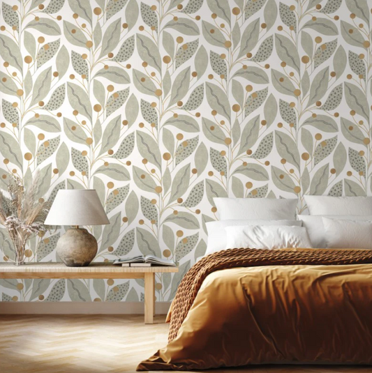 Ohpopsi Berry Dot Wallpaper Bone & Tan Sample