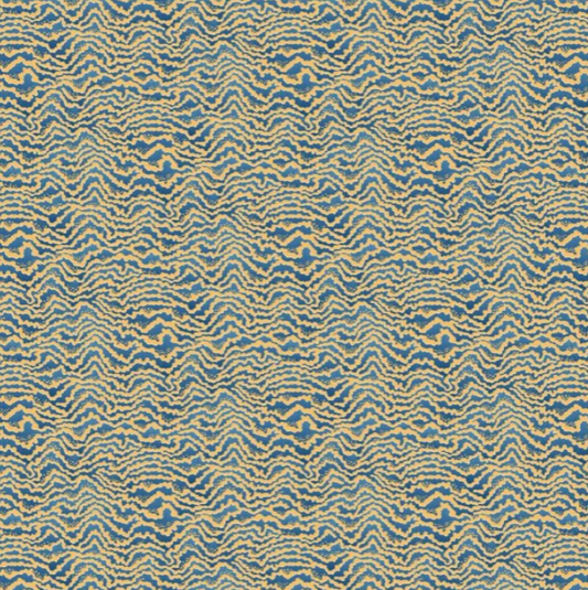 Ohpopsi Contour Wallpaper Denim & Ochre Sample