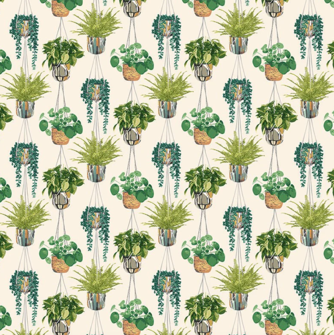 Ohpopsi Houseplant Wallpaper Sage & Cider Sample