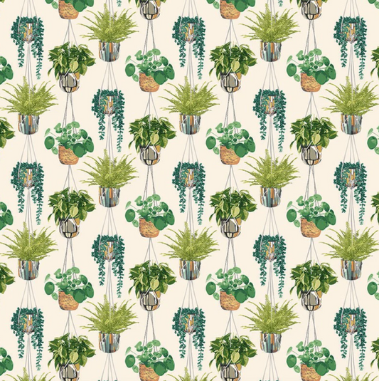 Ohpopsi Houseplant Wallpaper Sage & Cider Sample