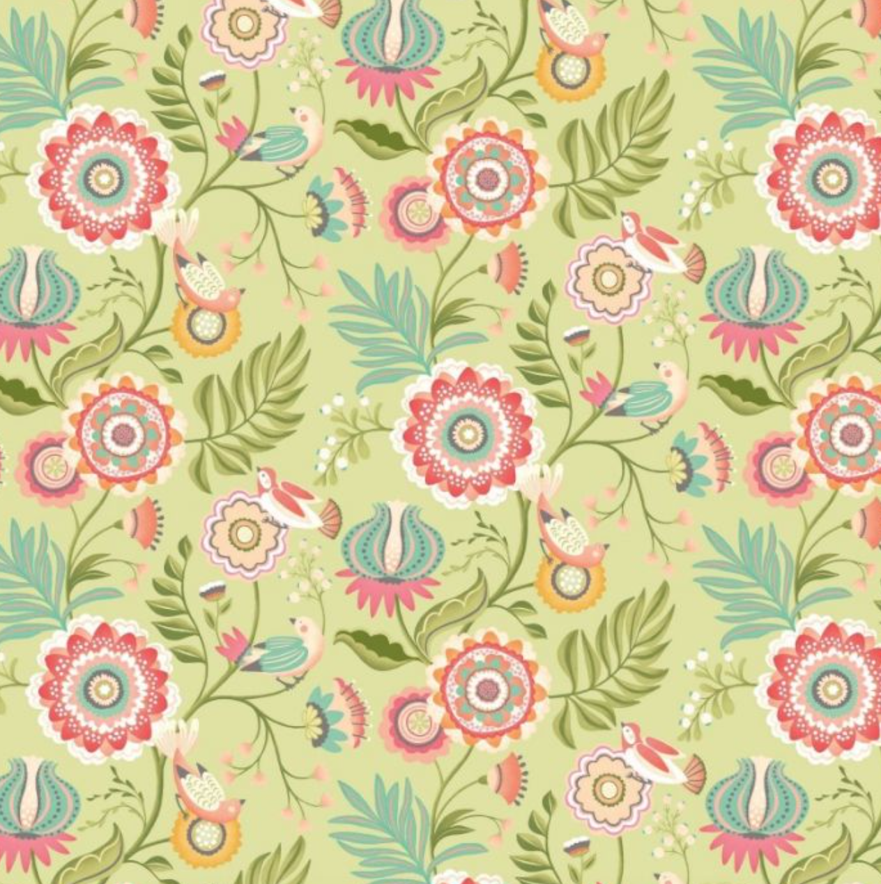 Ohpopsi Ichika Trail Wallpaper Coral & Apple Sample