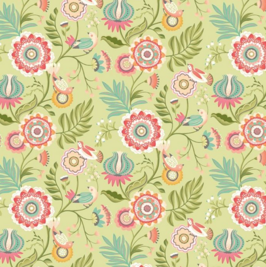 Ohpopsi Ichika Trail Wallpaper Coral & Apple Sample