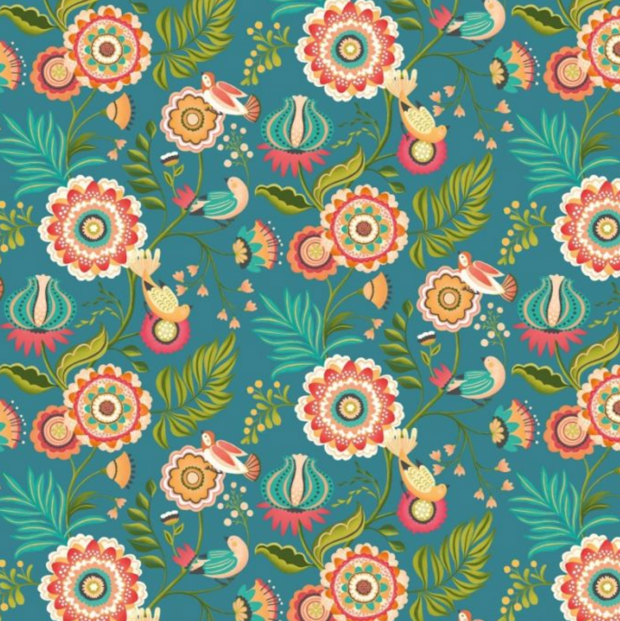 Ohpopsi Ichika Trail Wallpaper Peacock Sample