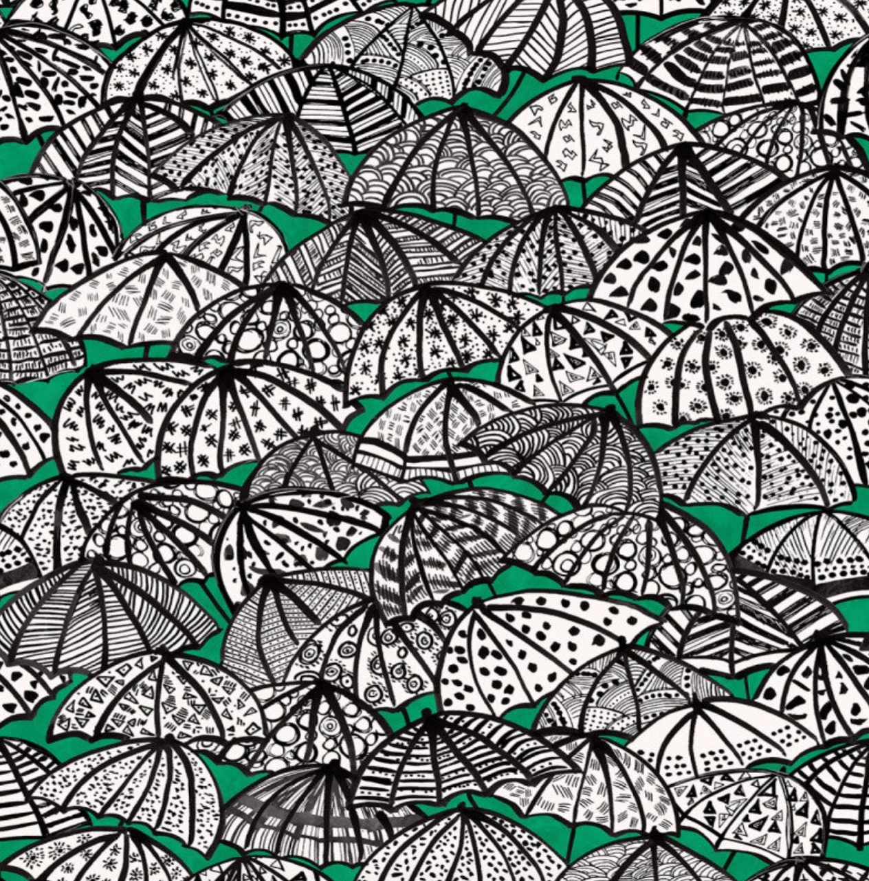 Ohpopsi Jolly Brollies Wallpaper Jade Sample