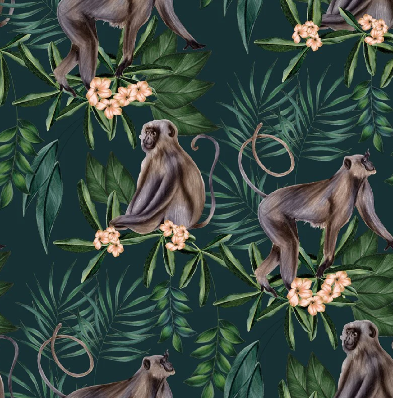 Ohpopsi Morris Monkey Wallpaper Dark Sable Sample