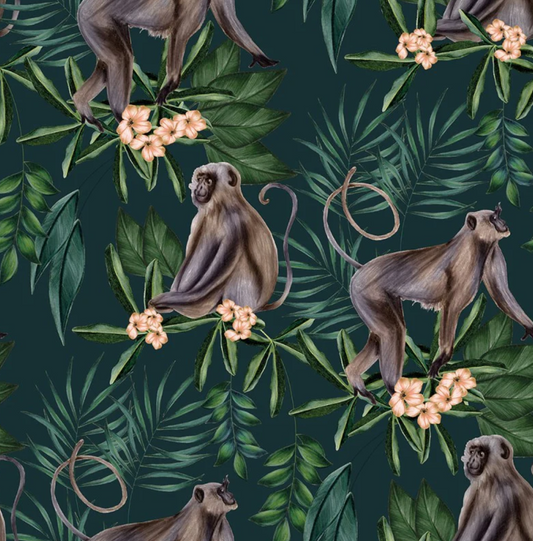 Ohpopsi Morris Monkey Wallpaper Dark Sable Sample