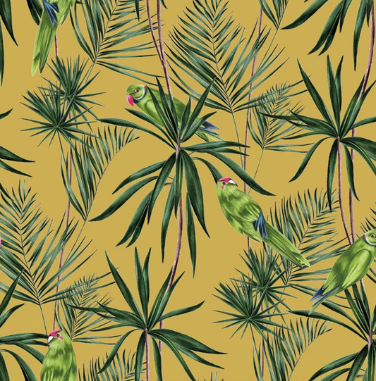 Ohpopsi Paradise Wallpaper Mustard Sample
