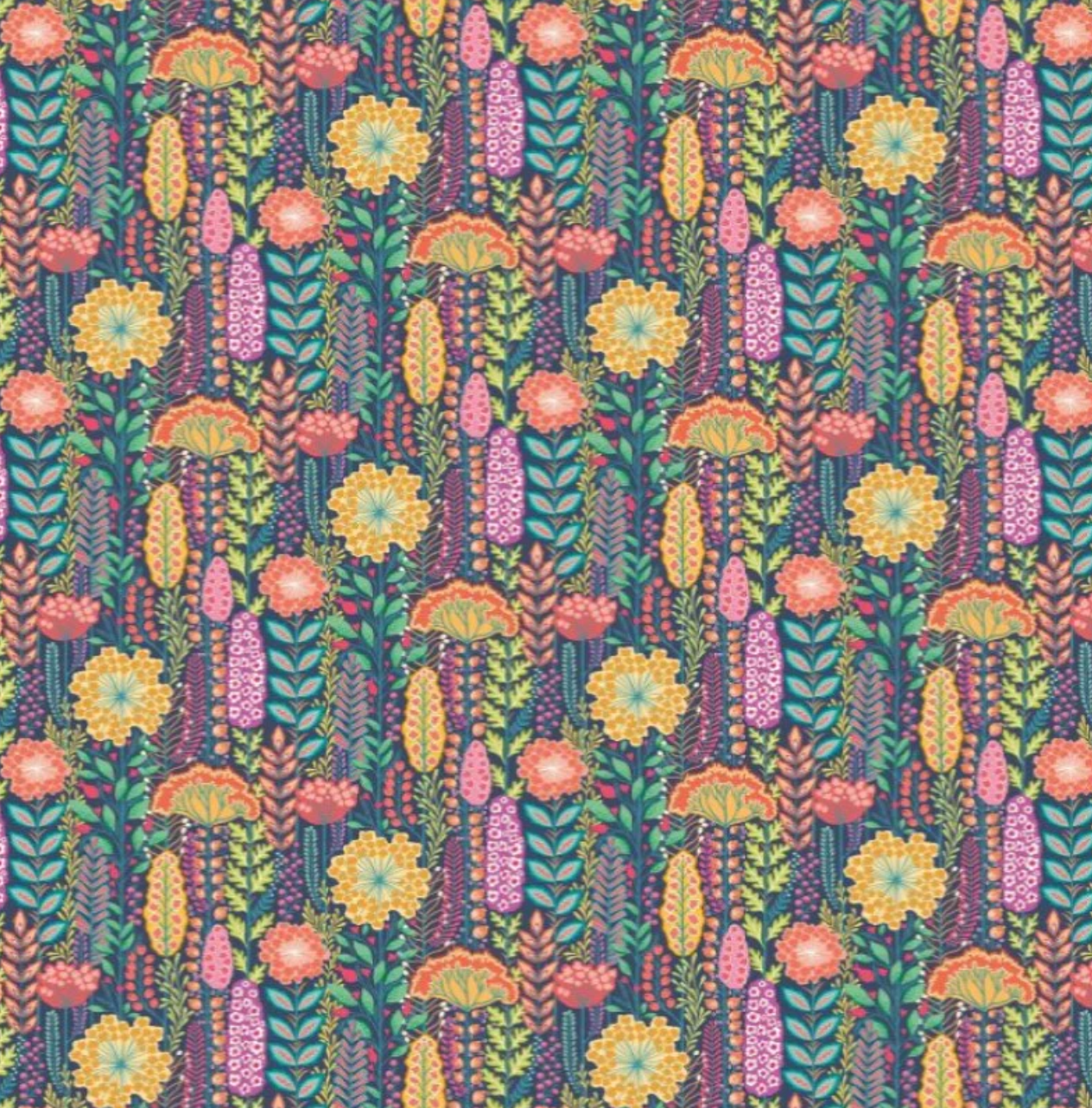 Ohpopsi Seedheads Wallpaper Prussian Sample