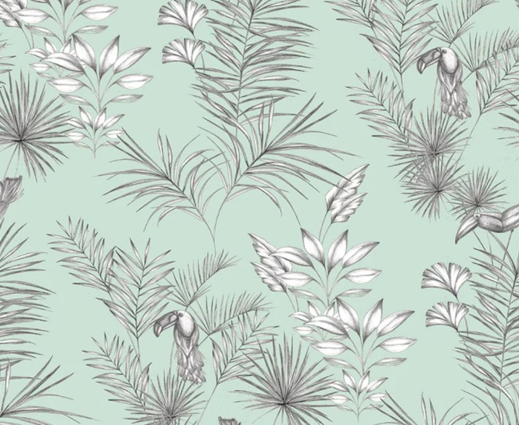Ohpopsi Toucan Toile Wallpaper Duckegg Sample
