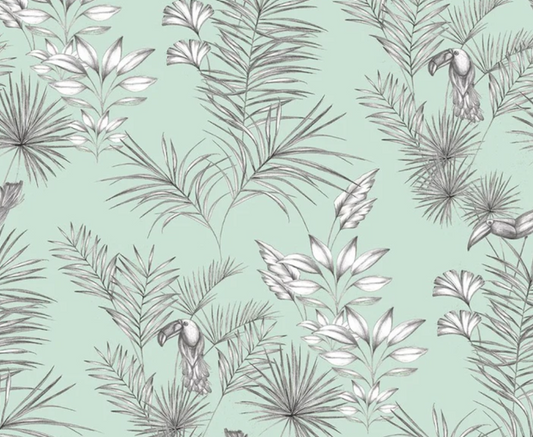 Ohpopsi Toucan Toile Wallpaper Duckegg Sample