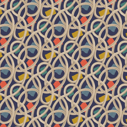 Ohpopsi Twisted Geo Wallpaper Denim Sample