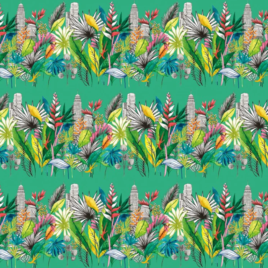 Ohpopsi Urban Tropic Wallpaper Emerald Sample