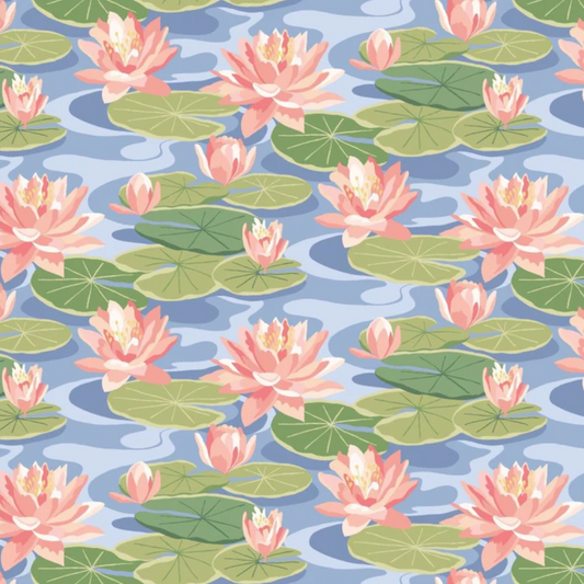Ohpopsi Waterlily Wallpaper Cornflower Sample
