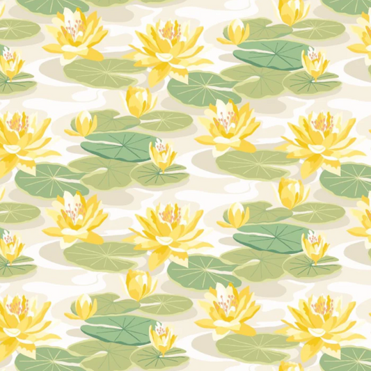 Ohpopsi Waterlily Wallpaper Linen & Amber Sample