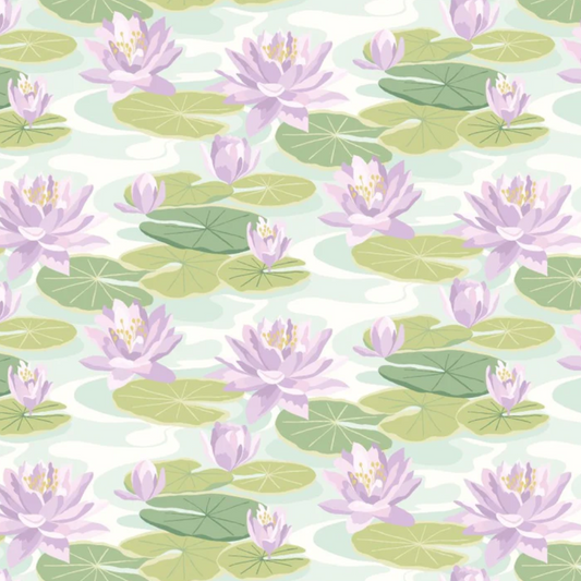 Ohpopsi Waterlily Wallpaper Powder Blue & Lilac Sample