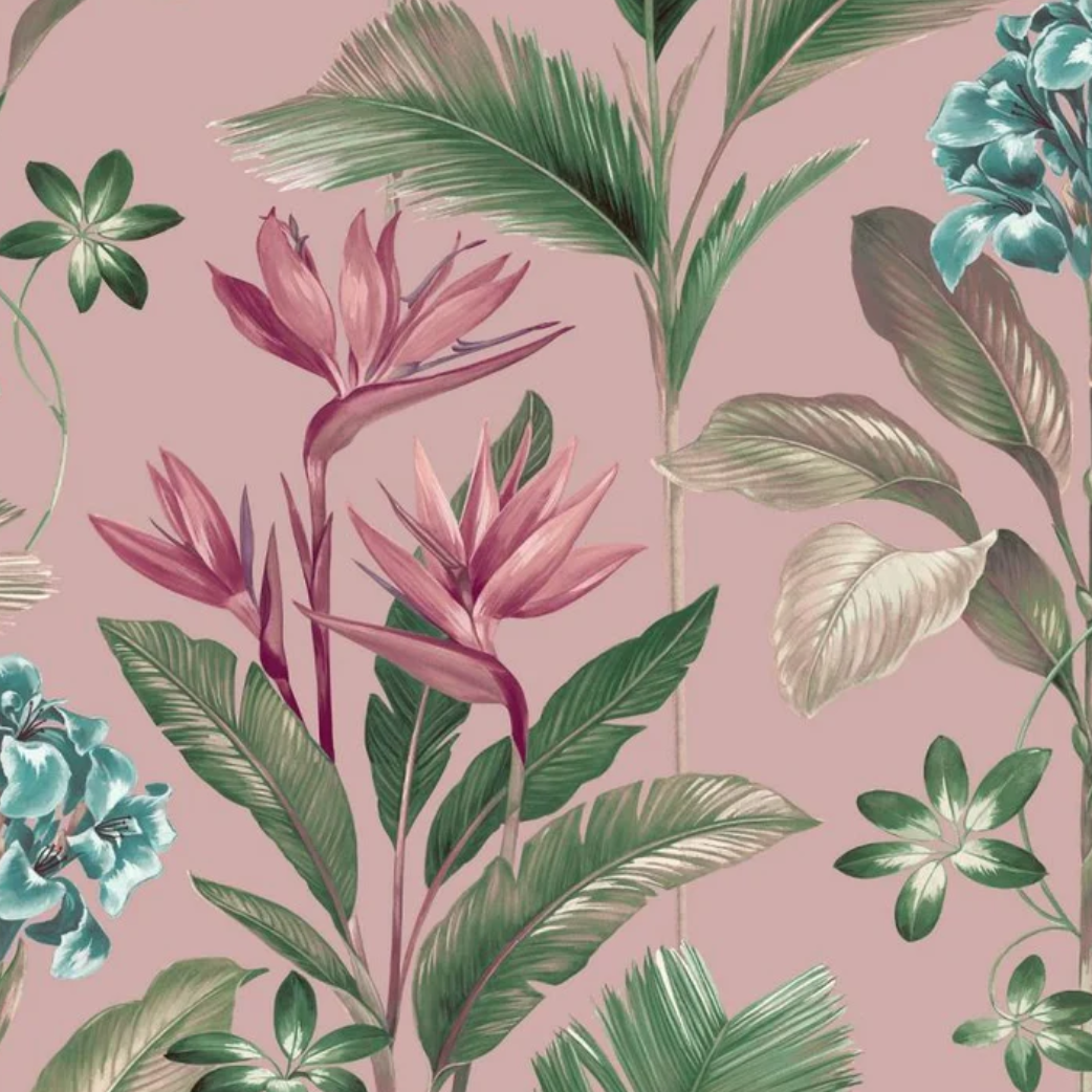 Oliana Floral Wallpaper Pink Sample