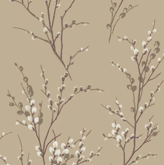 Laura Ashley Pussy Willow Natural Wallpaper Sample