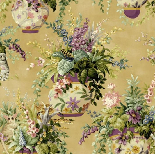Rivara Floral Vase Ochre Wallpaper Sample