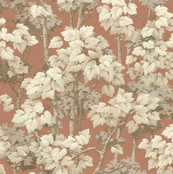 Rivington Woodland Tree Wallpaper Burnt Orange Sample