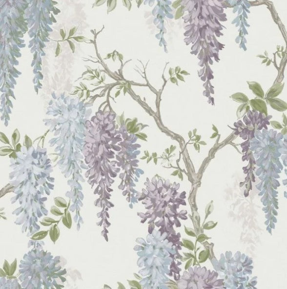 Laura Ashley Wisteria Garden Pale Iris Wallpaper Sample