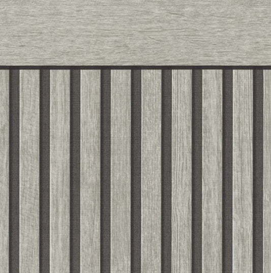 Scandi Wood Slat Black & Grey Wallpaper - Half Wall Panel Sample