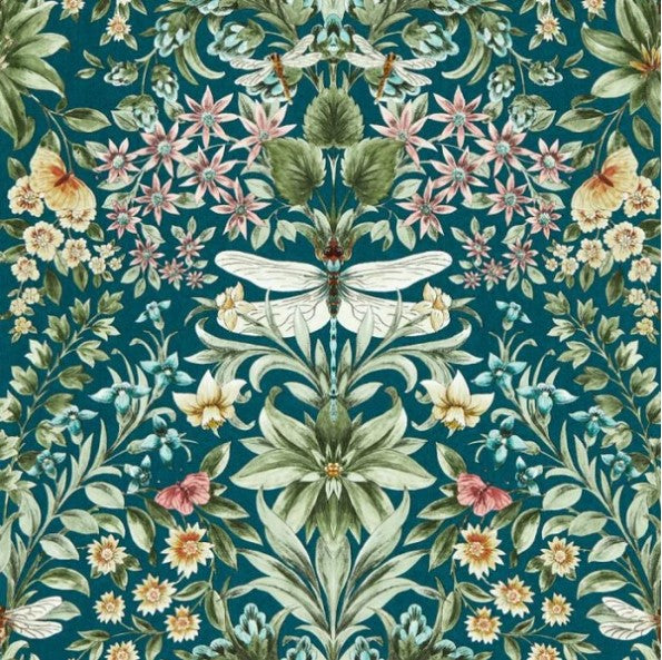 Clarke & Clarke Mirabell Wallpaper - Teal Sample