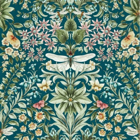 Clarke & Clarke Mirabell Wallpaper - Teal Sample