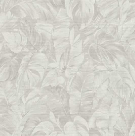Sketched Palm Leaves Wallpaper - Grey Sample