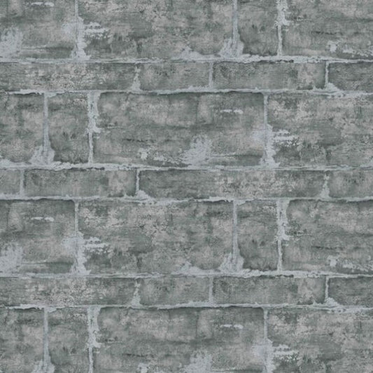 Slate Brick Wall Effect Wallpaper Dark Grey Sample
