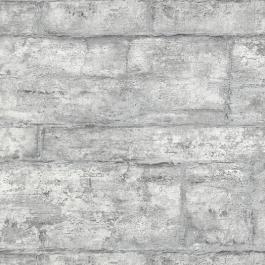 Slate Brick Wall Effect Wallpaper Light Grey Sample