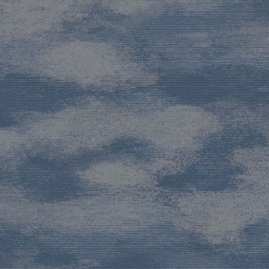 Stratus Metallic Cloud Printed Wallpaper Navy Sample