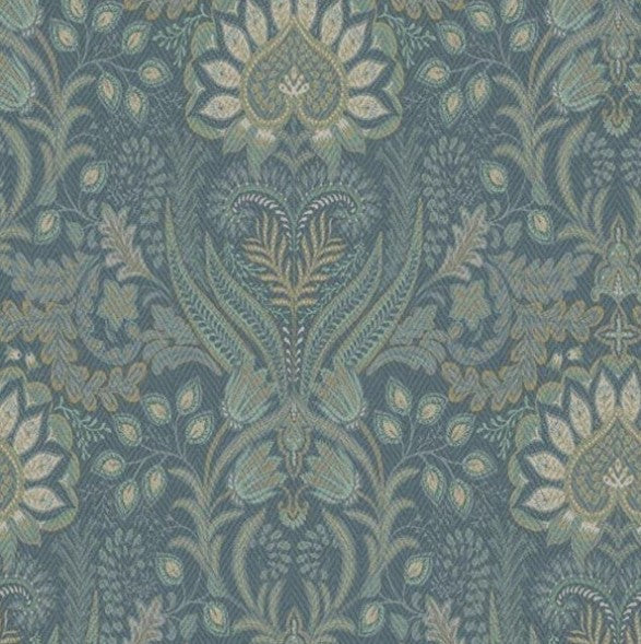 Tahini Glass Bead Paisley Wallpaper - Blue Sample
