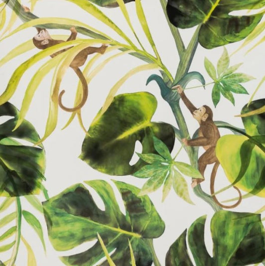 Clarke & Clarke Monkey Business Wallpaper - Natural Sample