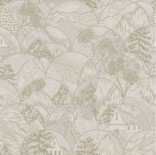 Teshio Oriental Scalloped Wallpaper Dove Sample