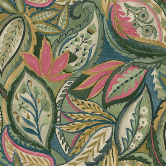 Paisley Leaves Wallpaper Pink Sample