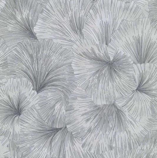 Textured Gingo Leaf Wallpaper Grey Sample