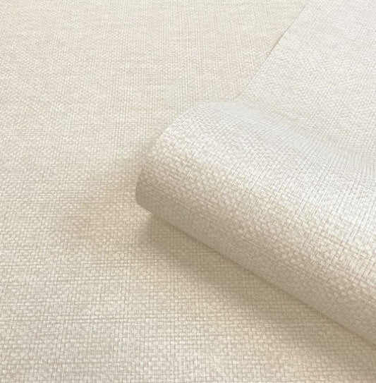 Textured Plain Metallic Wallpaper - Cream Sample