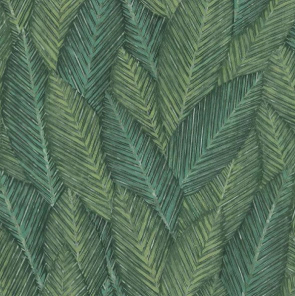 Textured Tropical Leaf Wallpaper - Green Sample