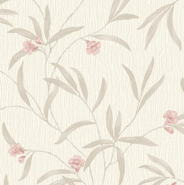 Tiffany Floral Cream/ Soft Terra Red Wallpaper Sample