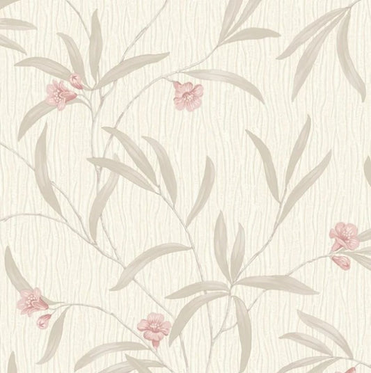 Tiffany Floral Cream/ Soft Terra Red Wallpaper Sample