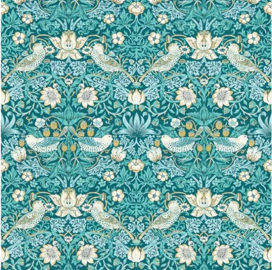 Clarke & Clarke Strawberry Thief Wallpaper- Teal Sample