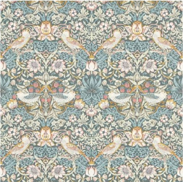 Clarke & Clarke Strawberry Thief Wallpaper- Slate/Blush Sample