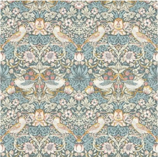 Clarke & Clarke Strawberry Thief Wallpaper- Slate/Blush Sample