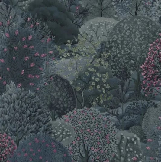 Tree Tapestry Wallpaper - Navy/Berry Sample