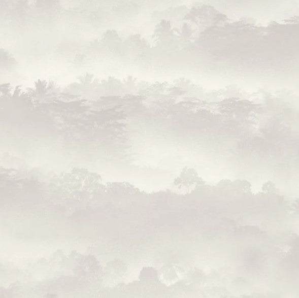 Tropical Misty Landscape Wallpaper - Taupe Sample