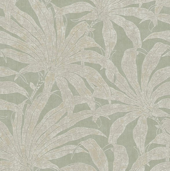Tropical Palm Leaf Wallpaper - Green Sample
